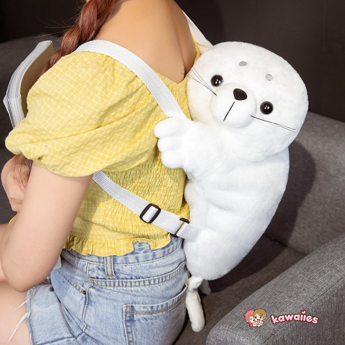 Baby White Seal Plush Backpack-Kawaii Dream