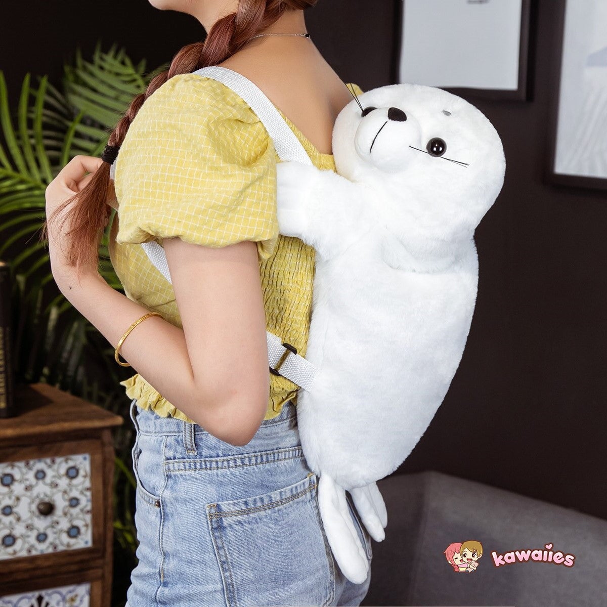 Baby White Seal Plush Backpack-Kawaii Dream