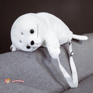 Baby White Seal Plush Backpack-Kawaii Dream