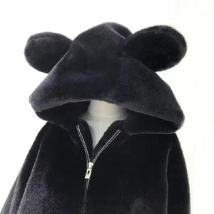 Bear Soft Faux Fur Hooded Coat-Kawaii Dream