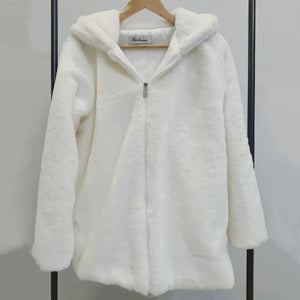 Bear Soft Faux Fur Hooded Coat-Kawaii Dream