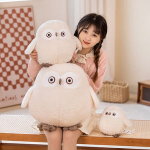 Biege Shocked Chonky Owl Plushie-Kawaii Dream