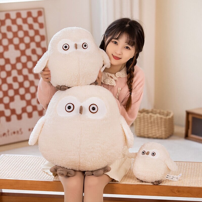 Biege Shocked Chonky Owl Plushie-Kawaii Dream