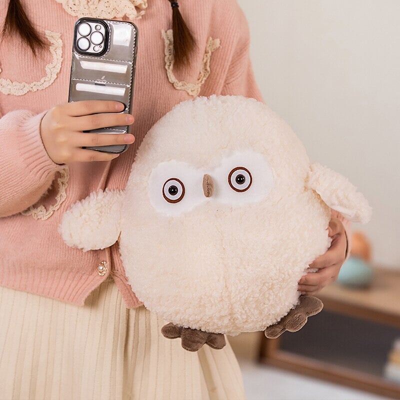 Biege Shocked Chonky Owl Plushie-Kawaii Dream