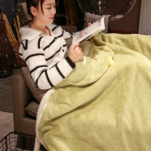 Black Cat Green Dino Plush Cape Hoodie Blanket-Kawaii Dream