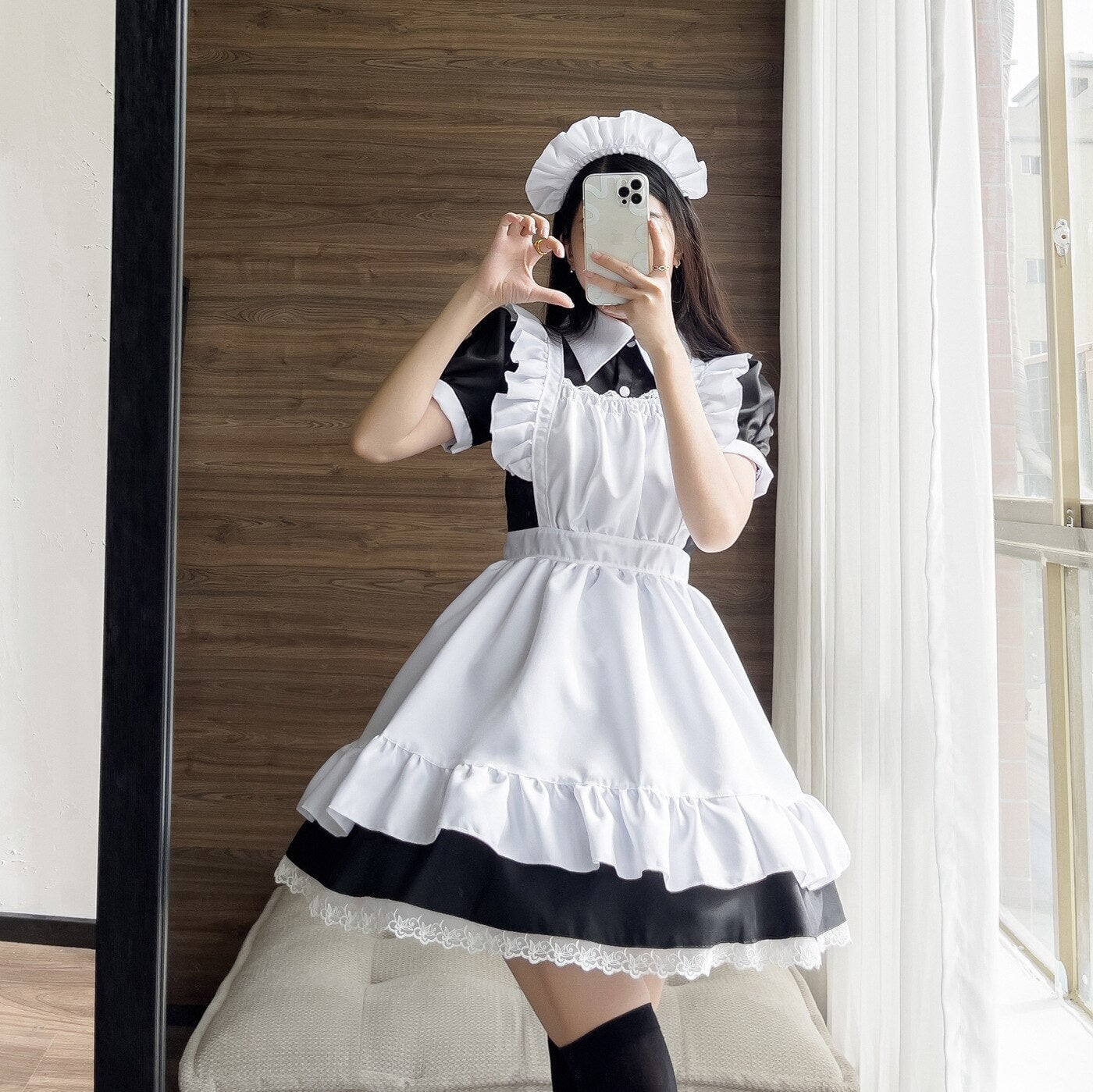 Black White Kawaii Lolita Maid Cosplay Women's Dress – Kawaii Dream