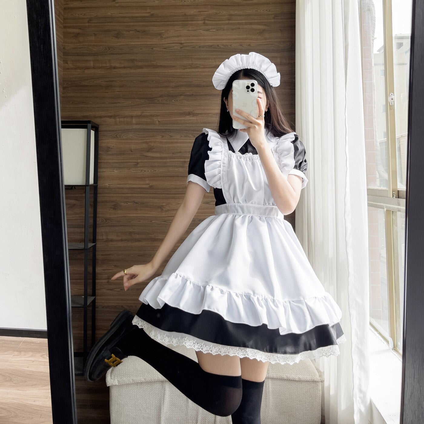 Black White Kawaii Lolita Maid Cosplay Women's Dress | NEW-Kawaii Dream