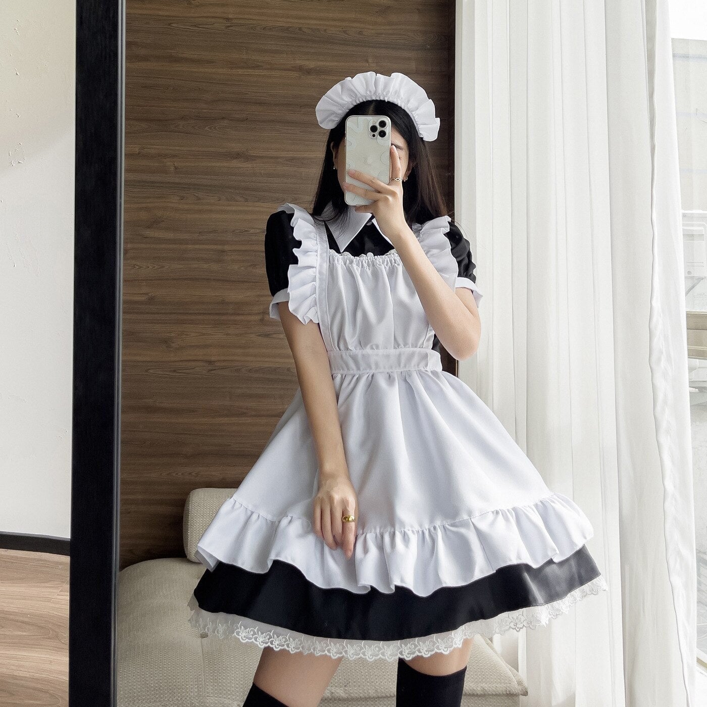 Black White Kawaii Lolita Maid Cosplay Women's Dress | NEW-Kawaii Dream