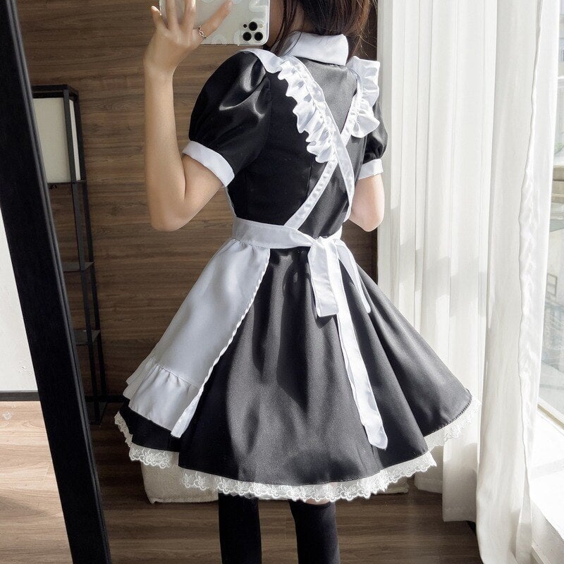 Black White Kawaii Lolita Maid Cosplay Women's Dress | NEW-Kawaii Dream