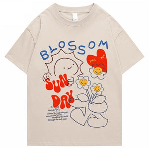 Blossom Sunday Cartoon Drawing Print Unisex Tee-Kawaii Dream