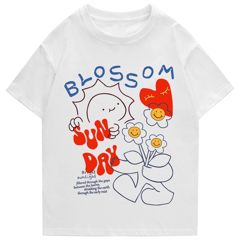 Blossom Sunday Cartoon Drawing Print Unisex Tee-Kawaii Dream