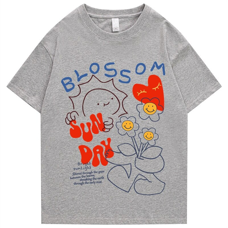 Blossom Sunday Cartoon Drawing Print Unisex Tee-Kawaii Dream