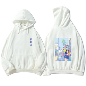 Blue Anime City Girl Unisex Kawaiies Hoodie-Kawaii Dream