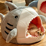 Blue Gray Shark Cat Dog Pet Bed House Hideout-Kawaii Dream