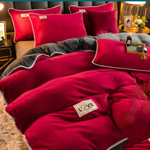 Blue Green Red Yellow Velvet 3 Pc Bedding Set-Kawaii Dream