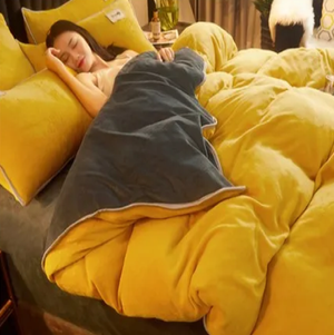 Blue Green Red Yellow Velvet 3 Pc Bedding Set-Kawaii Dream