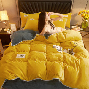 Blue Green Red Yellow Velvet 3 Pc Bedding Set-Kawaii Dream