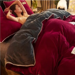 Blue Green Red Yellow Velvet 3 Pc Bedding Set-Kawaii Dream