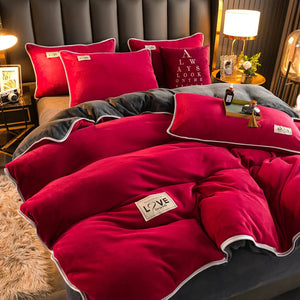 Blue Green Red Yellow Velvet 3 Pc Bedding Set-Kawaii Dream