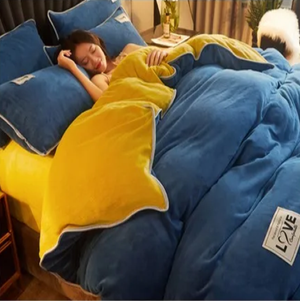 Blue Green Red Yellow Velvet 3 Pc Bedding Set-Kawaii Dream