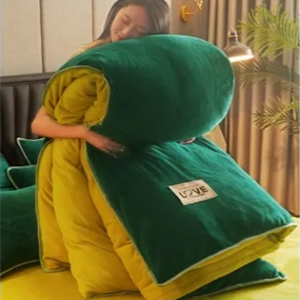 Blue Green Red Yellow Velvet 3 Pc Bedding Set-Kawaii Dream