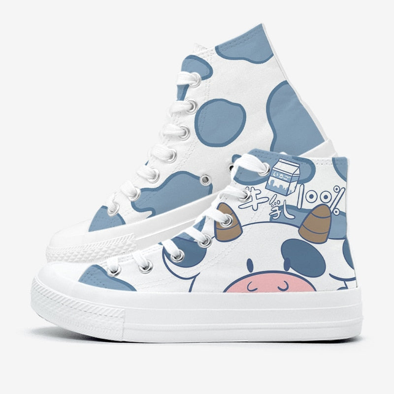 Blue Kawaii Cow Women's Sneakers Trainers-Kawaii Dream