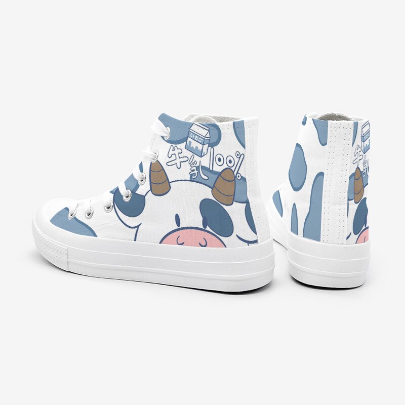 Blue Kawaii Cow Women's Sneakers Trainers-Kawaii Dream