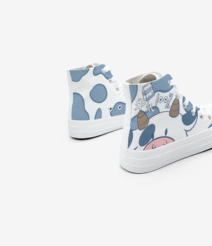 Blue Kawaii Cow Women's Sneakers Trainers-Kawaii Dream