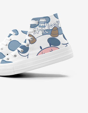 Blue Kawaii Cow Women's Sneakers Trainers-Kawaii Dream