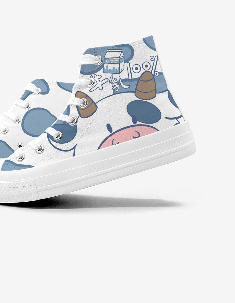 Blue Kawaii Cow Women's Sneakers Trainers-Kawaii Dream