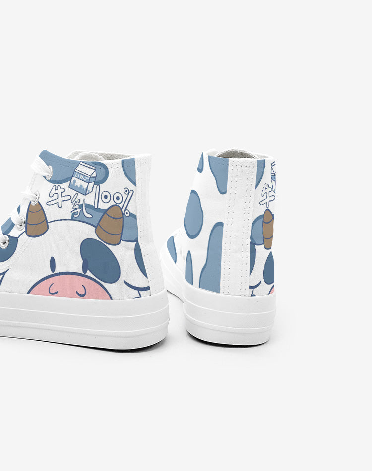 Blue Kawaii Cow Women's Sneakers Trainers-Kawaii Dream