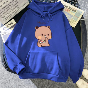 Boba the Brown Bear Munching Cake Unisex Hoodies-Kawaii Dream