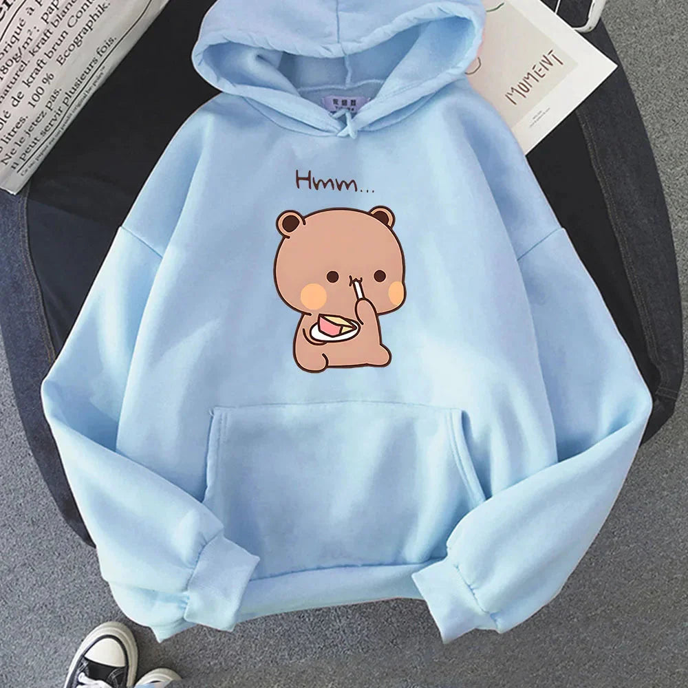 Boba the Brown Bear Munching Cake Unisex Hoodies-Kawaii Dream