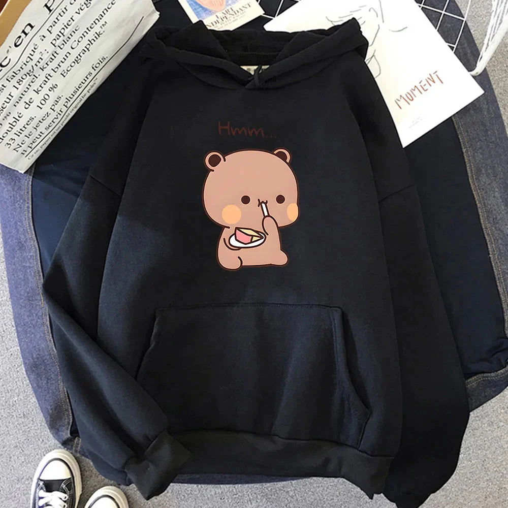 Boba the Brown Bear Munching Cake Unisex Hoodies-Kawaii Dream