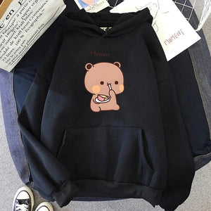 Boba the Brown Bear Munching Cake Unisex Hoodies-Kawaii Dream