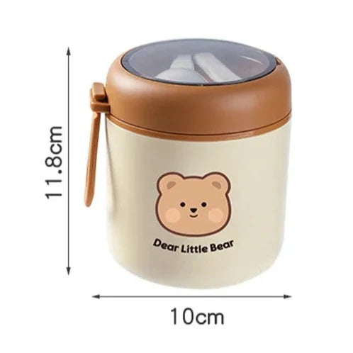 Brown Bear Lunch Bag and Stainless Steel Thermal Bento Box-Kawaii Dream
