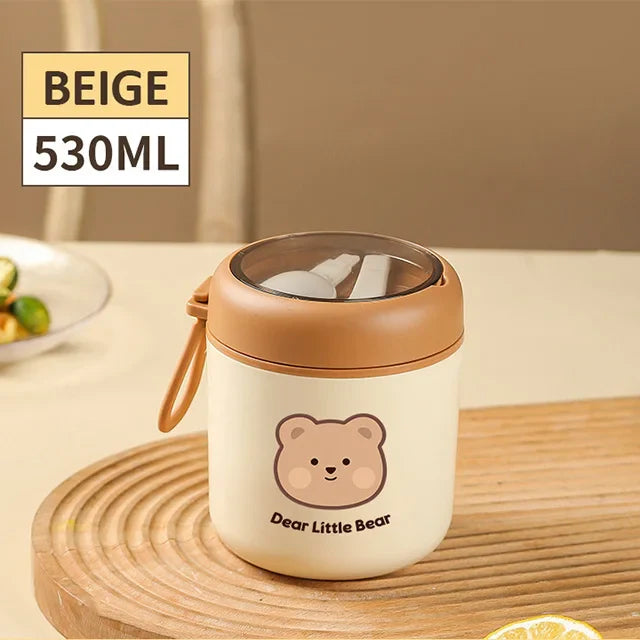 Brown Bear Lunch Bag and Stainless Steel Thermal Bento Box-Kawaii Dream