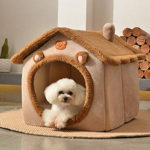 Brown Bear Soft Cat Dog Pet House Kennel-Kawaii Dream
