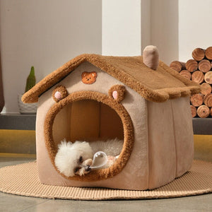 Brown Bear Soft Cat Dog Pet House Kennel-Kawaii Dream