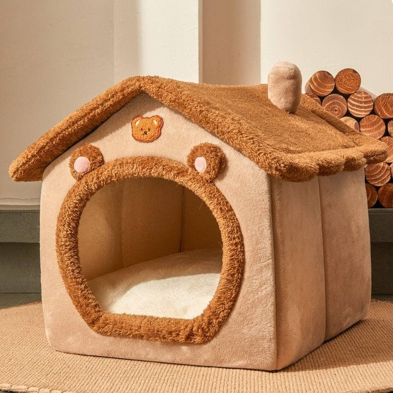 Brown Bear Soft Cat Dog Pet House Kennel-Kawaii Dream