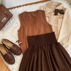 Brown Black Lolita Kawaii Gothic Elegant Long Women Skirt-Kawaii Dream