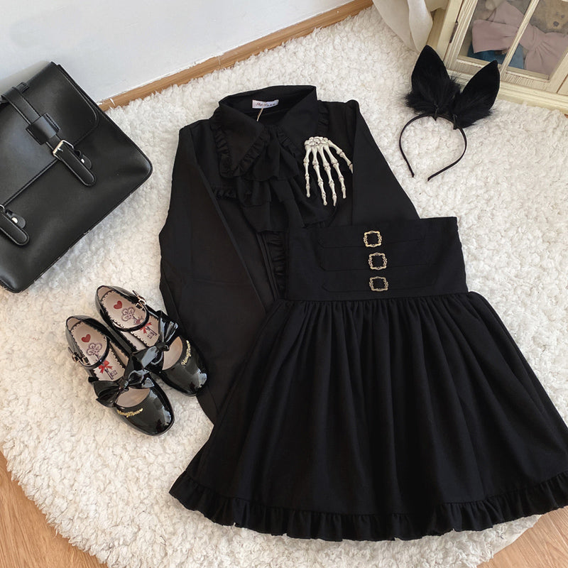Brown Black Lolita Kawaii Gothic Elegant Long Women Skirt-Kawaii Dream
