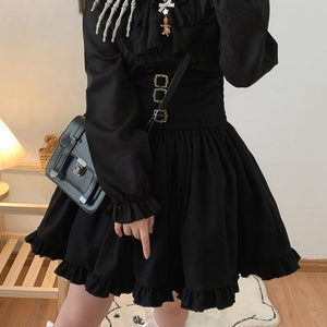 Brown Black Lolita Kawaii Gothic Elegant Long Women Skirt-Kawaii Dream