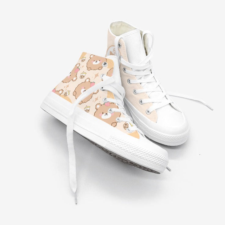 Brown Kawaii Bear Women's Sneakers Trainers-Kawaii Dream