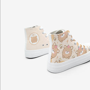 Brown Kawaii Bear Women's Sneakers Trainers-Kawaii Dream