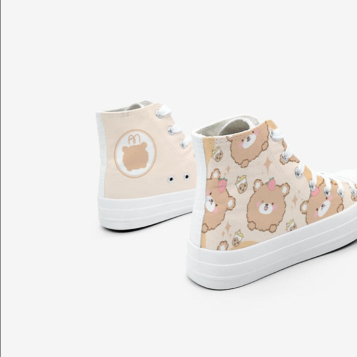 Brown Kawaii Bear Women's Sneakers Trainers-Kawaii Dream
