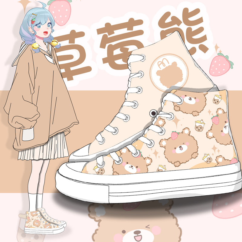 Brown Kawaii Bear Women's Sneakers Trainers-Kawaii Dream