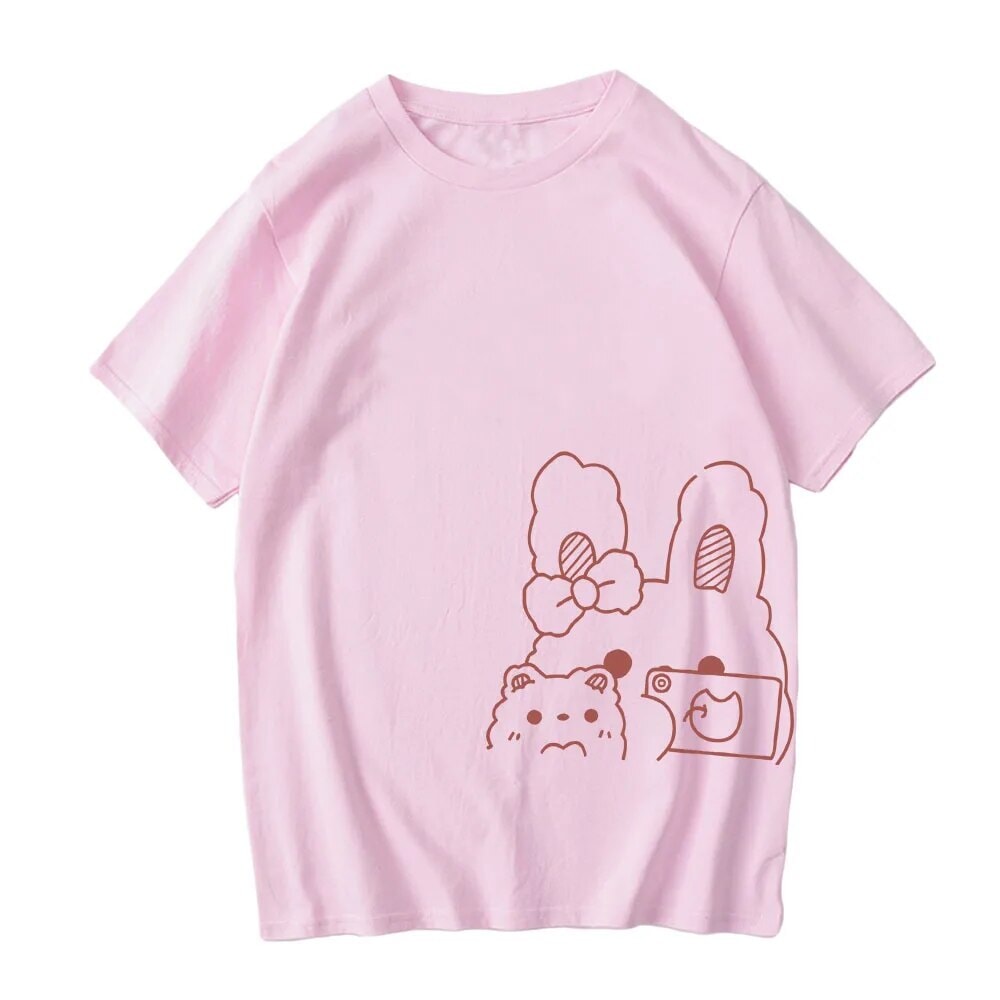 Bunny Bestie Selfie Cotton Women's Tee-Kawaii Dream