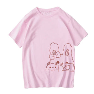 Bunny Bestie Selfie Cotton Women's Tee-Kawaii Dream