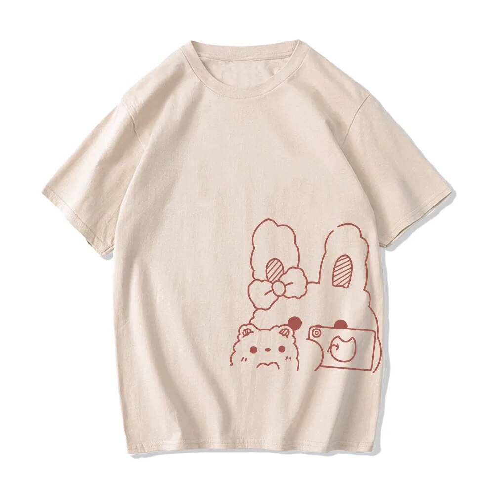 Bunny Bestie Selfie Cotton Women's Tee-Kawaii Dream